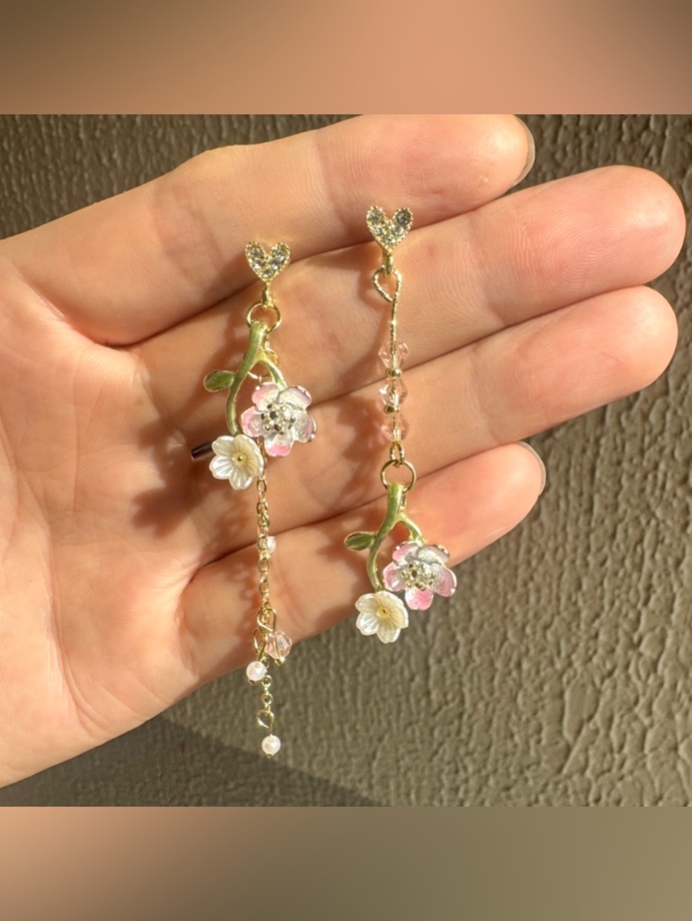 Flower Dangle Drop Earrings for Women Asymmetry Design 3.2 Inches Long